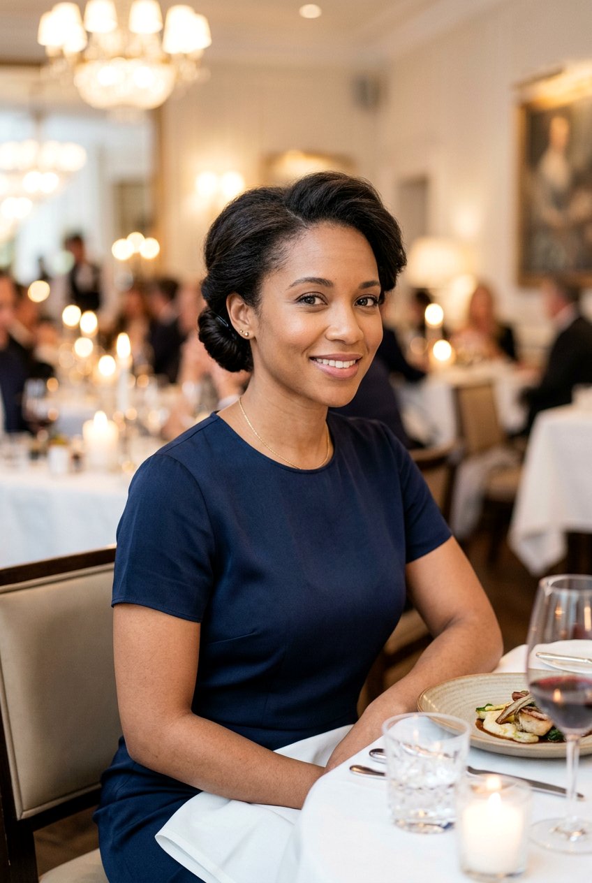 Low Twisted Bun For Dinner - 20 dinner date hairstyles - 20 dinner date hairstyles