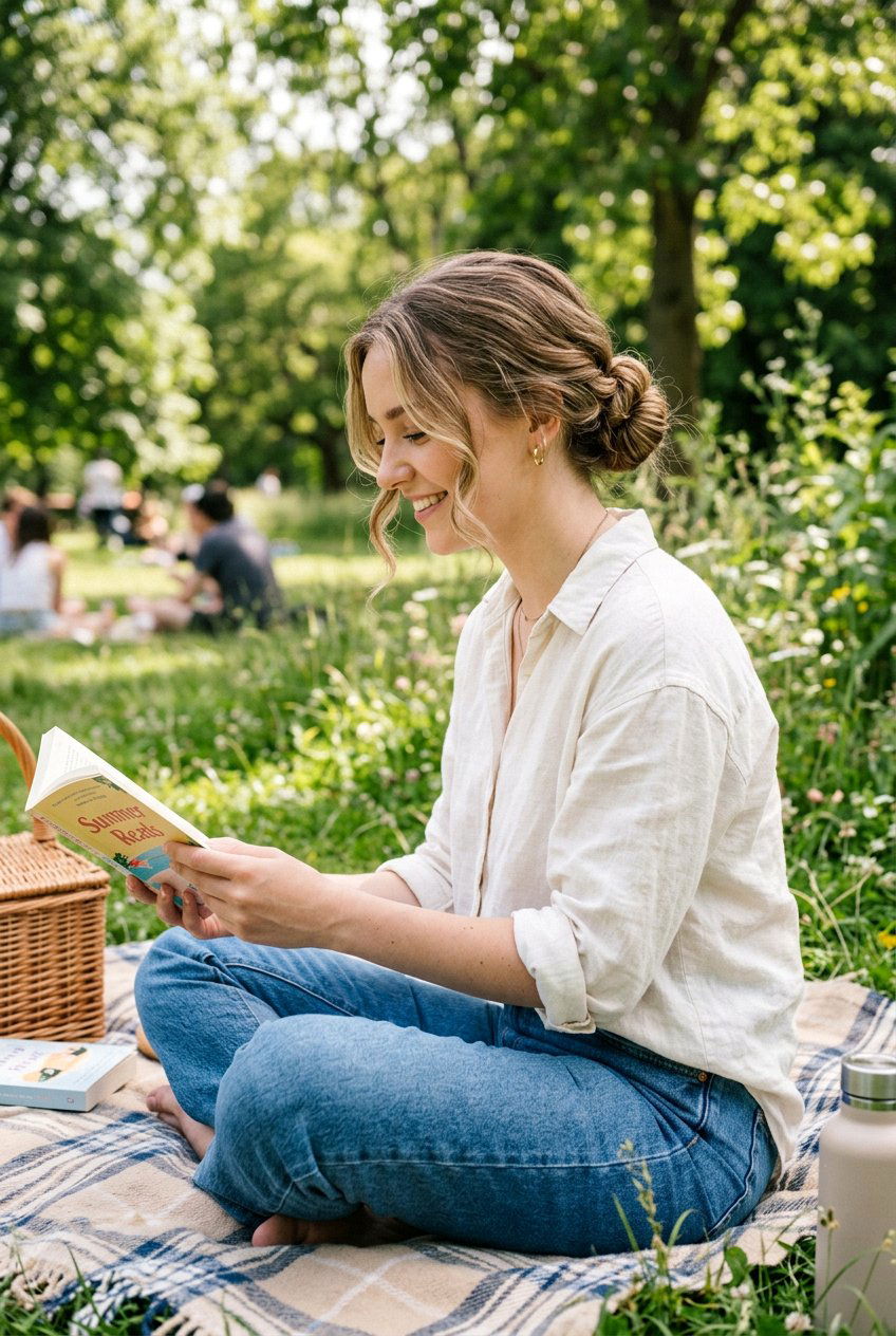 Low Twisted Bun Picnic Hair - 20 picnic hairstyles for girls - 20 picnic hairstyles for girls