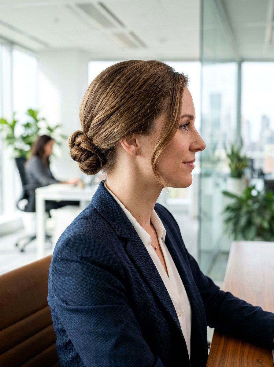 Low Twisted Bun Short Bob - 20 quick hairstyle for short bob women - 20 quick hairstyle for short bob women