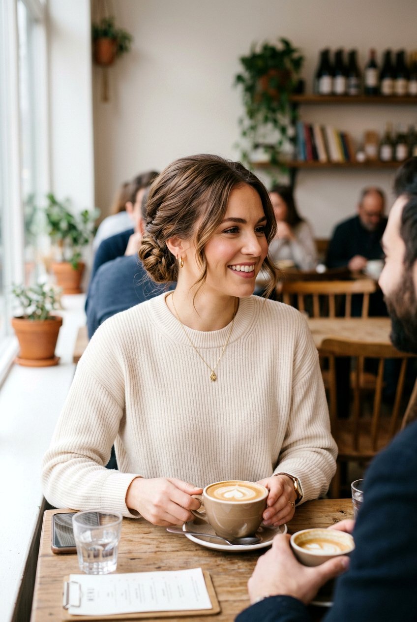 Low Twisted Chignon For Coffee Date - 20 coffee date hairstyles - 20 coffee date hairstyles