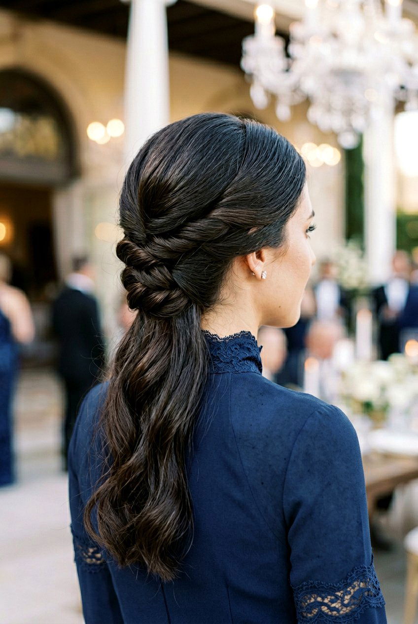 Low Twisted Half Up At The Nape - 20 prom hairstyle with twisted half up - 20 prom hairstyle with twisted half up