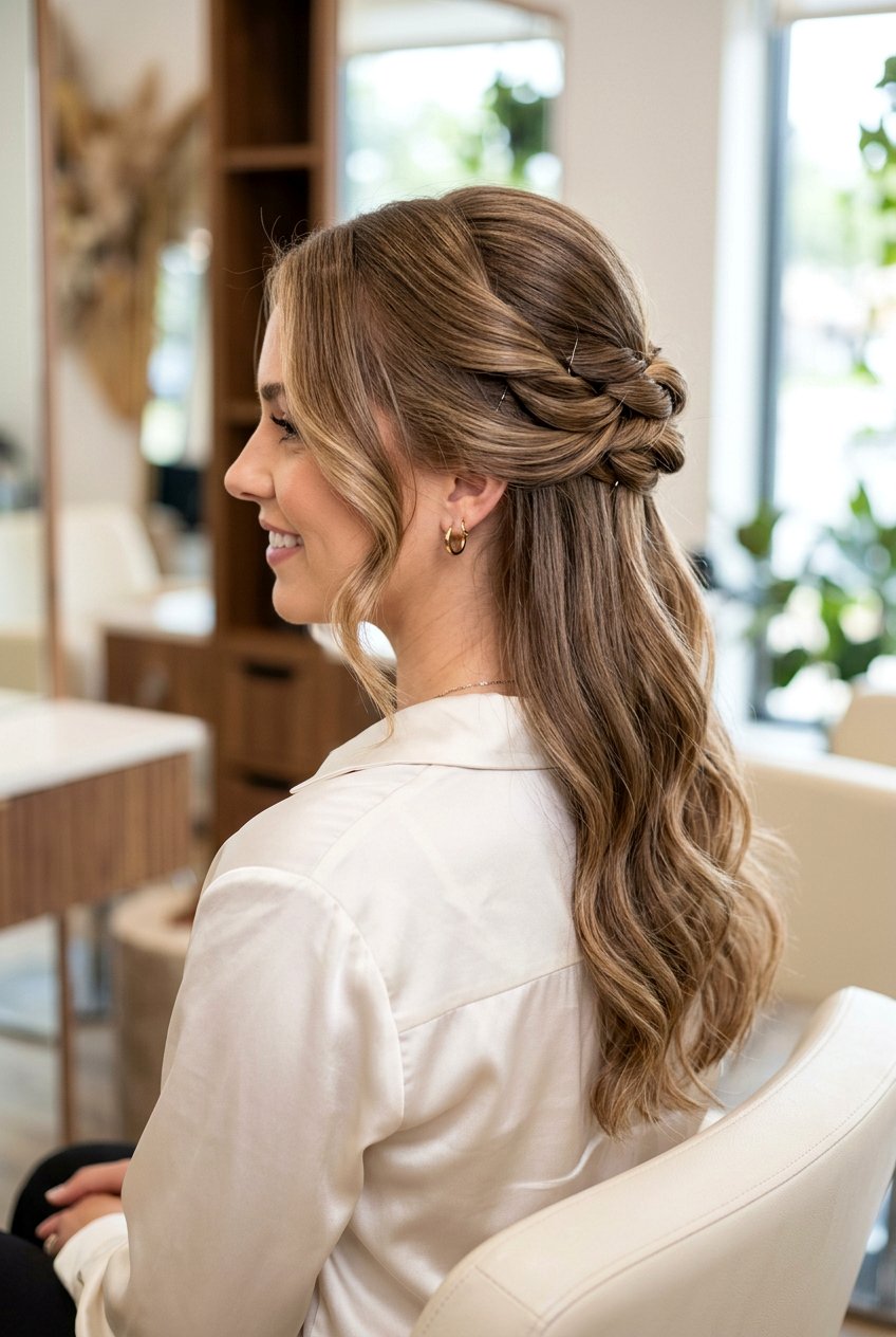 Low Twisted Half Up Style - 20 polished hairstyles for women - 20 polished hairstyles for women