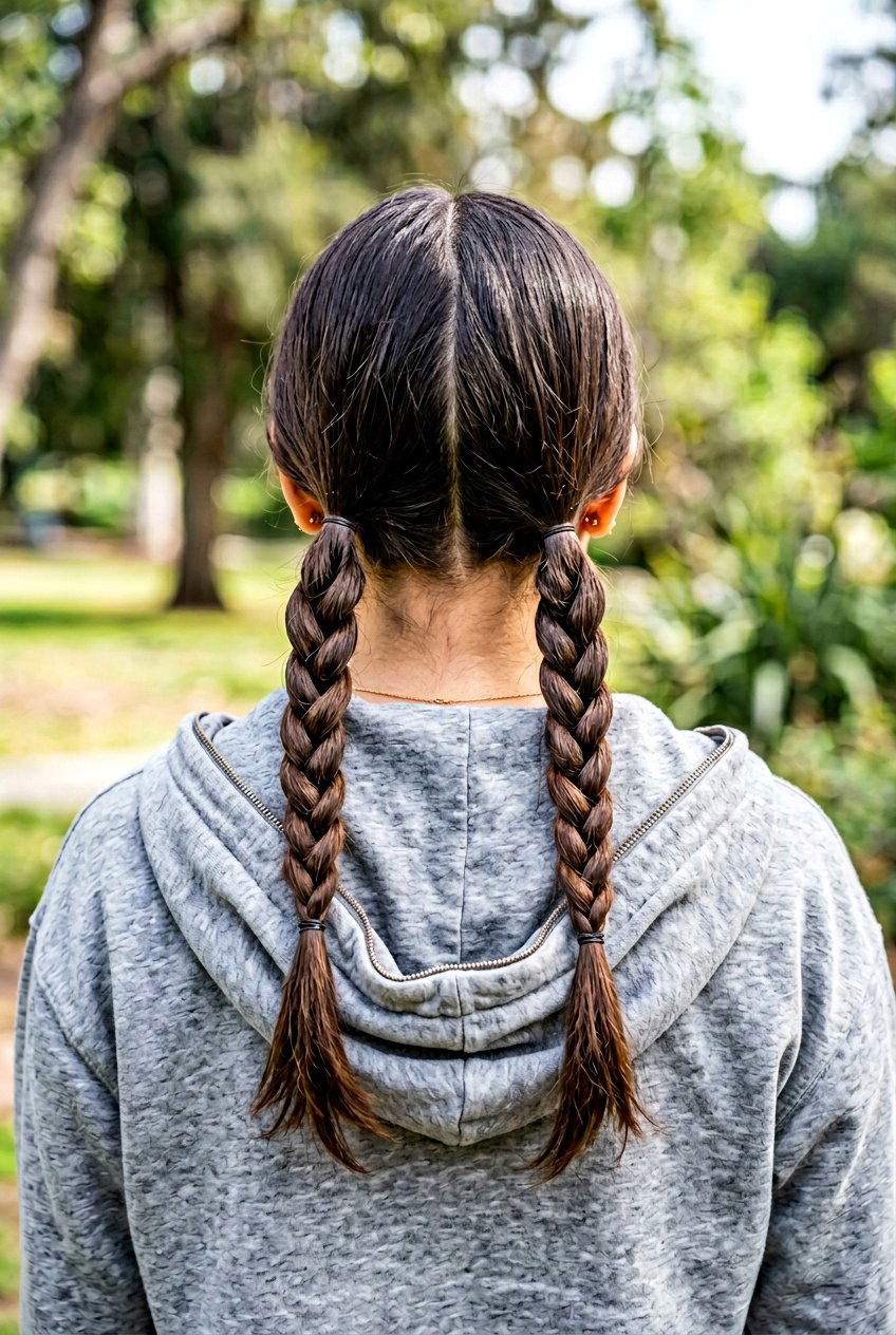 Low Twisted Pigtails - 20 road trip hairstyle for long layers - 20 road trip hairstyle for long layers