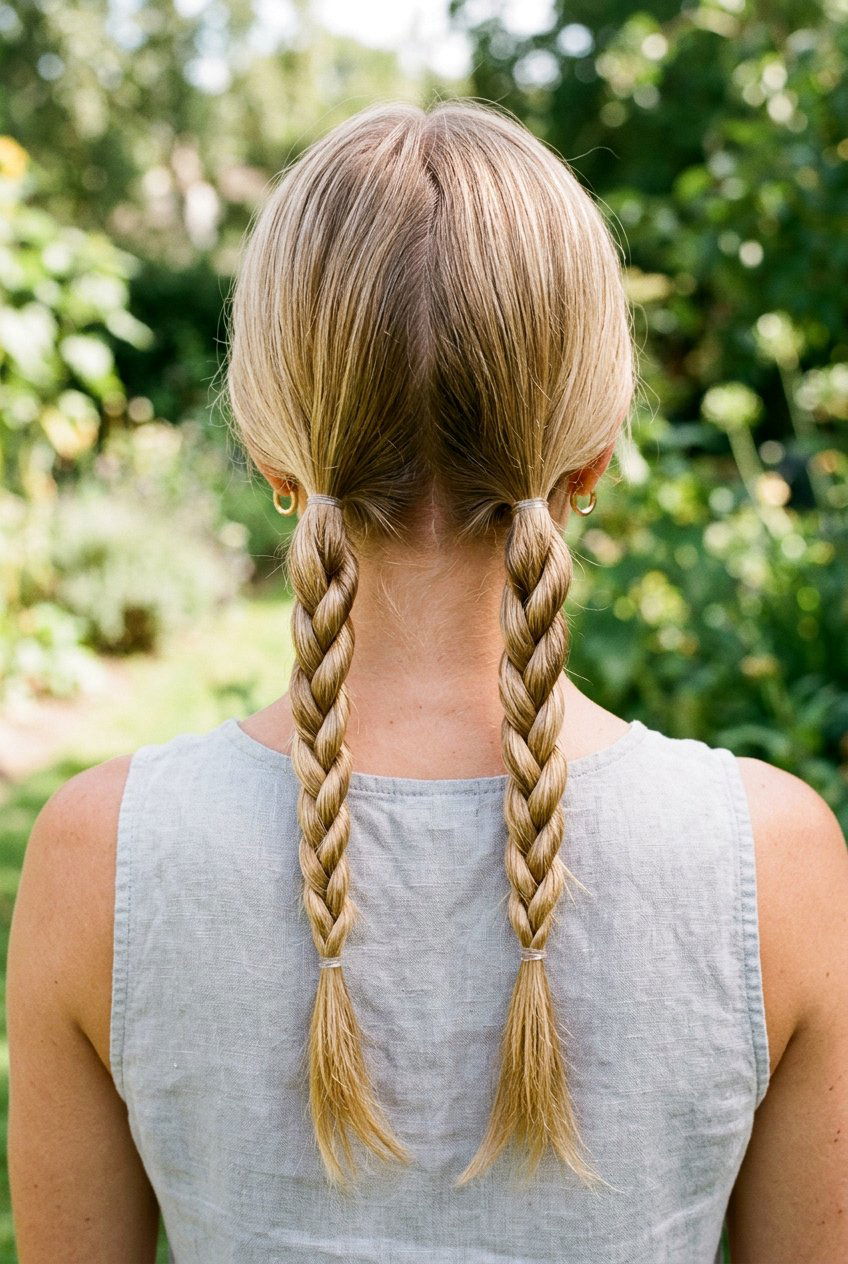 Low Twisted Pigtails - 20 easy overnight hairstyles for long hair - 20 easy overnight hairstyles for long hair