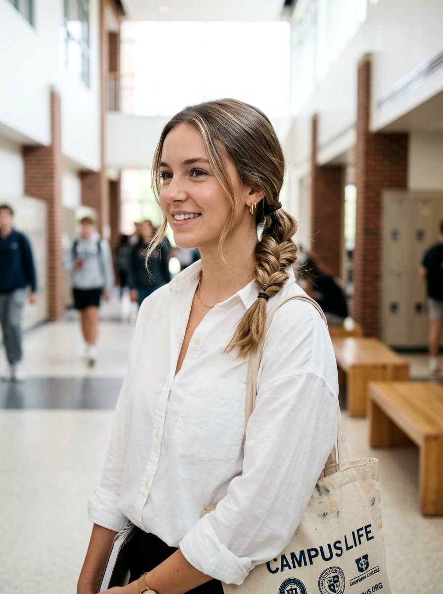 Low Twisted Ponytail For College Girls - 20 quick morning hairstyle for college girls