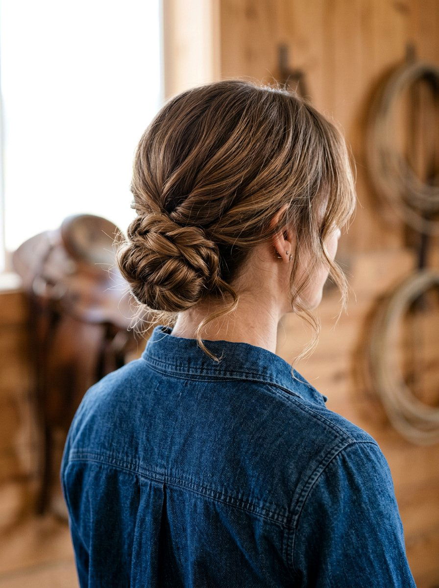 Low Twisted Rodeo Bun - 20 rodeo hairstyles for women - 20 rodeo hairstyles for women