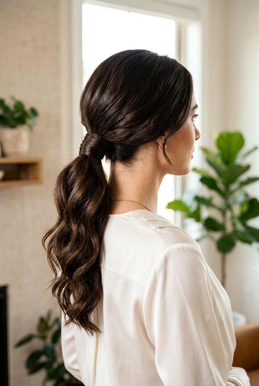 Low Wrapped Voluminous Ponytail - 20 voluminous ponytail hairstyle - 20 voluminous ponytail hairstyle