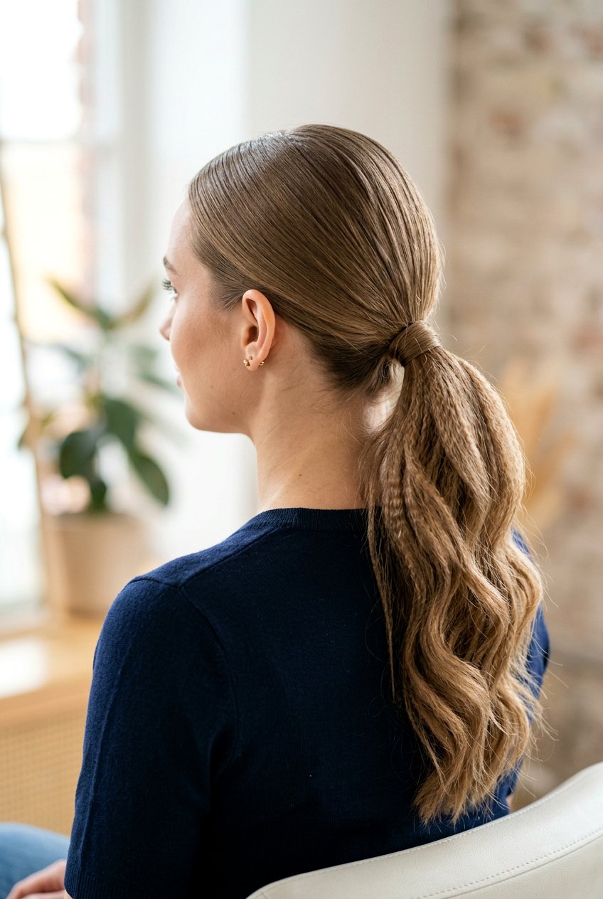 Low ponytail crimped hair - 20 crimped hairstyles - 20 crimped hairstyles