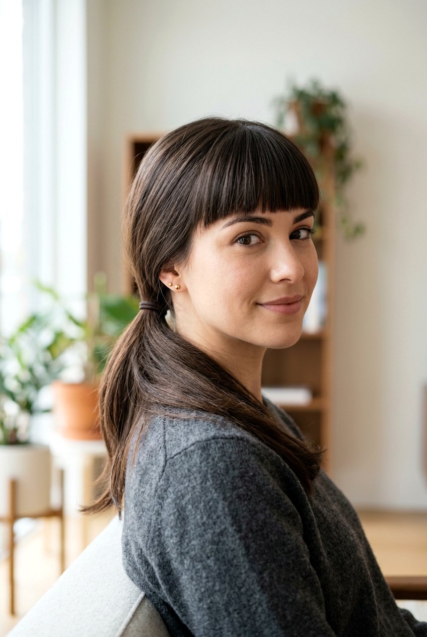 Low ponytail with bangs - 20 low ponytail hairstyles - 20 low ponytail hairstyles