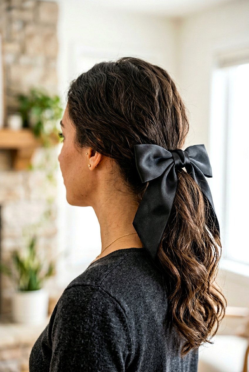 Low ponytail with ribbon - 20 low ponytail hairstyles - 20 low ponytail hairstyles
