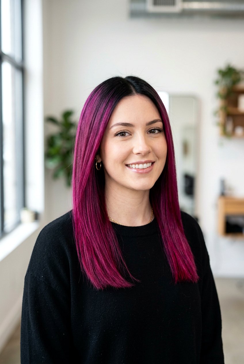 Magenta Hair with Black Roots - 20 magenta hair color ideas - 20 magenta hair color ideas