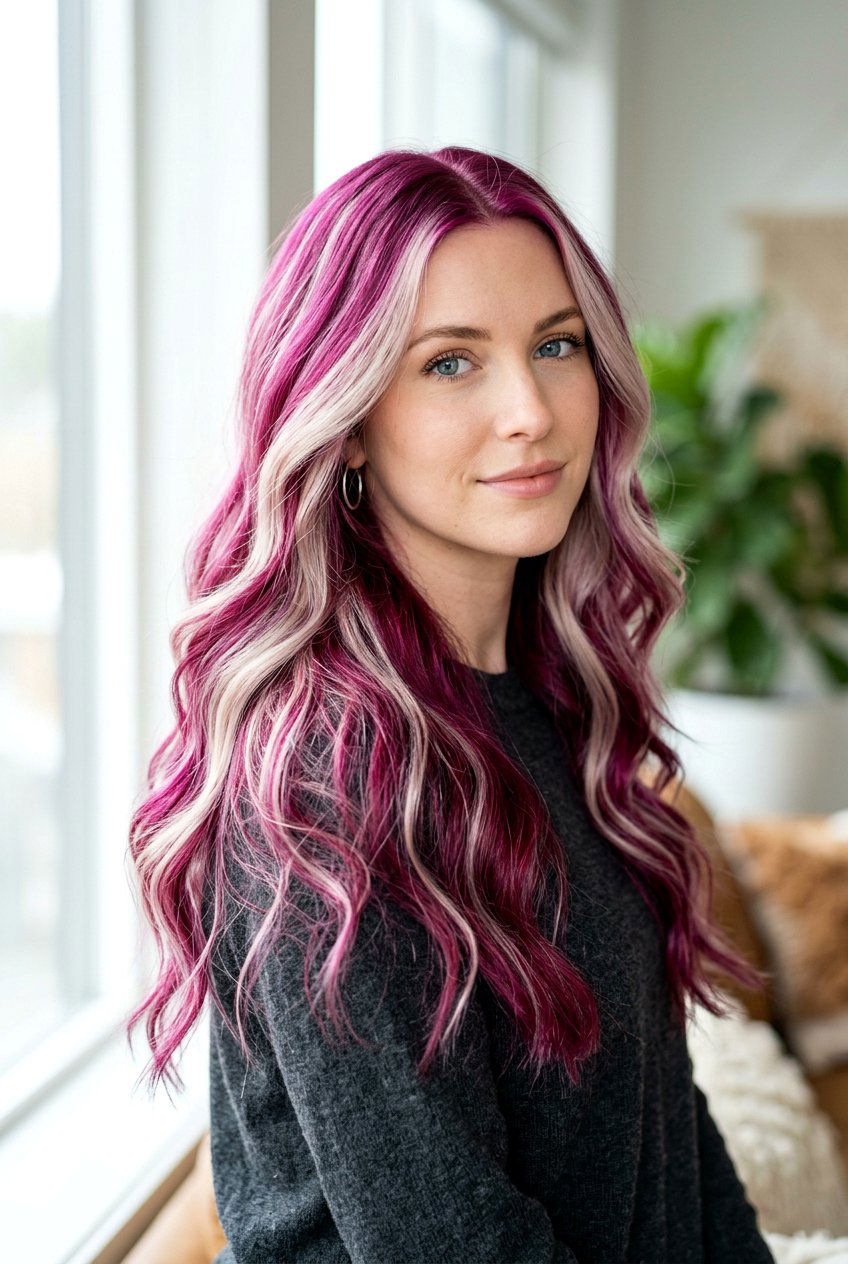 Magenta Hair with Blonde Highlights - 20 magenta hair color ideas - 20 magenta hair color ideas