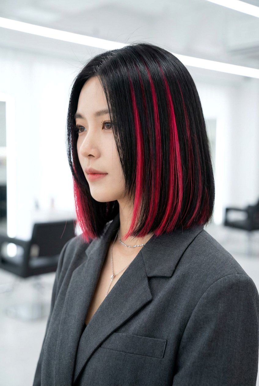 Magenta Highlights Black Hair - 20 black hair with red highlights - 20 black hair with red highlights