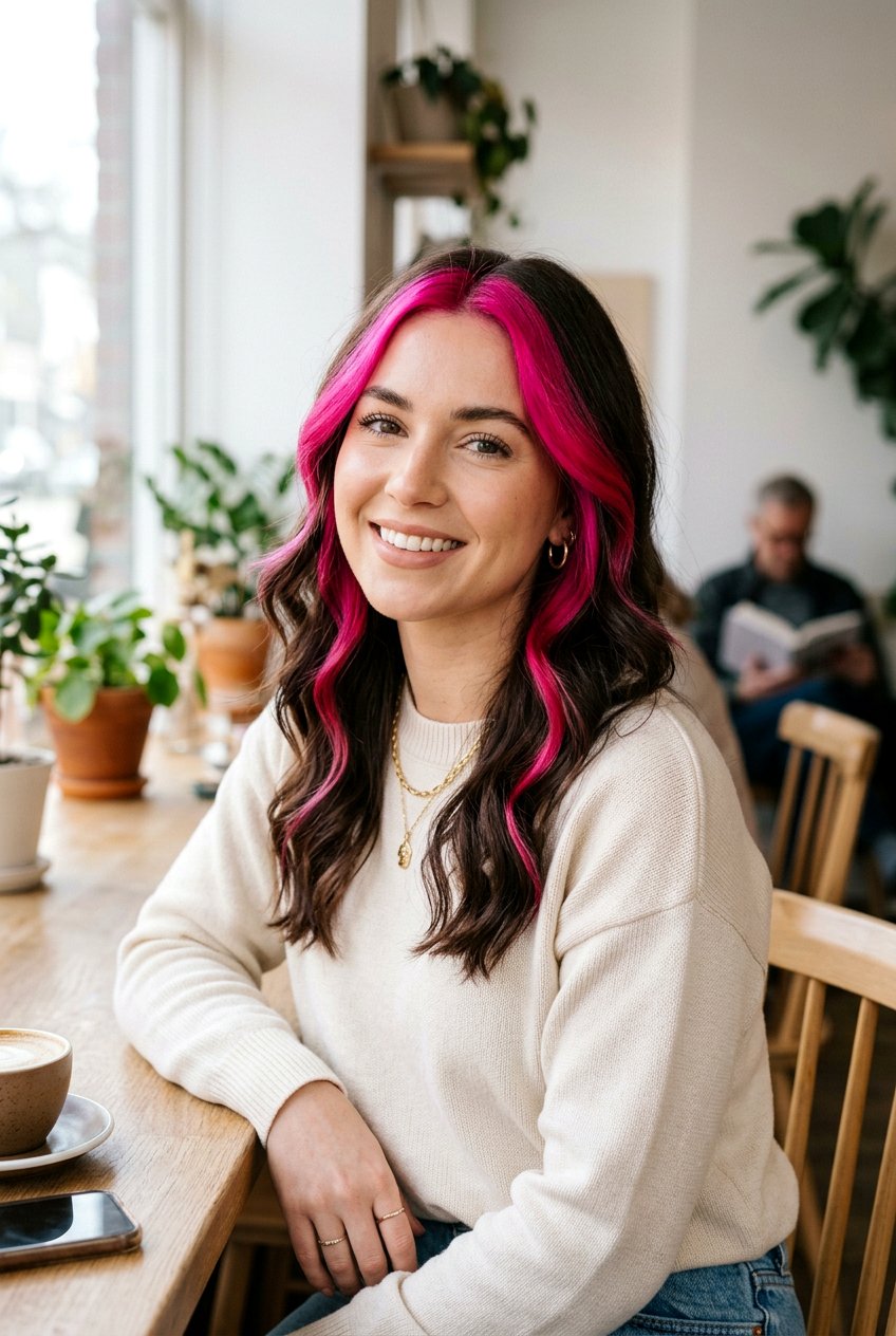 Magenta Money Piece Hair - 20 magenta hair color ideas - 20 magenta hair color ideas