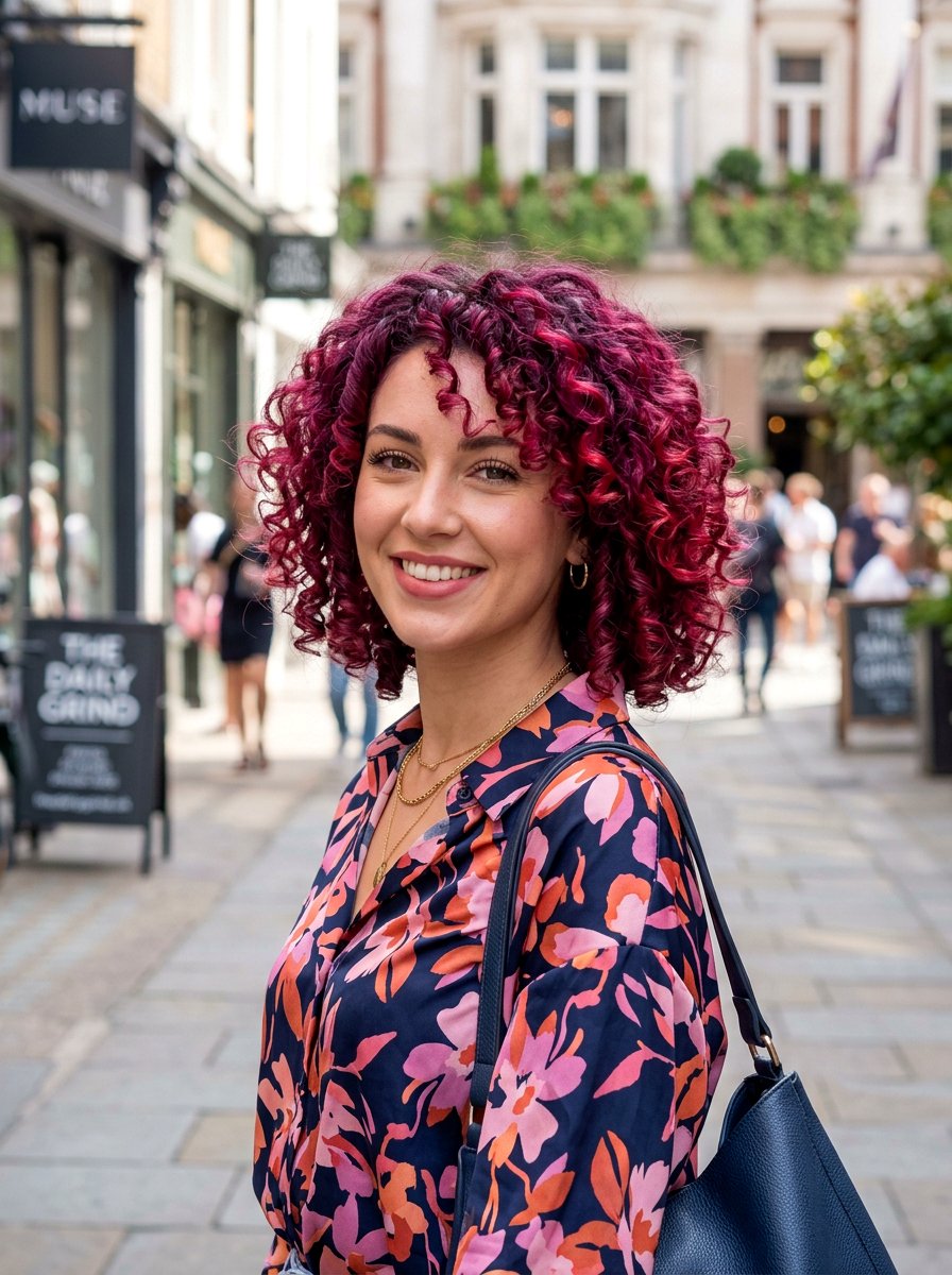 Magenta Red Curly Bob - 20 red curly bob color ideas - 20 red curly bob color ideas