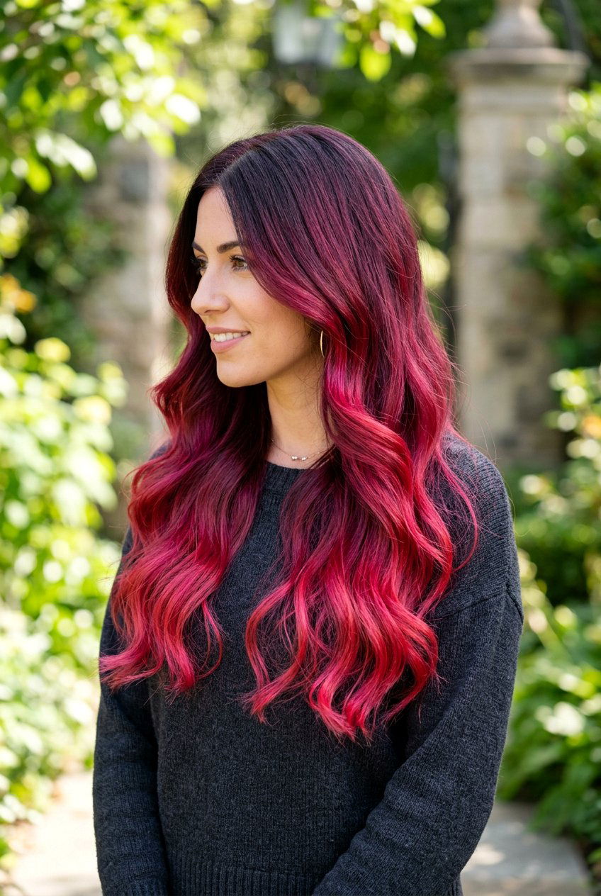 Magenta Red Ombre - 20 red hair color for dark hair - 20 red hair color for dark hair