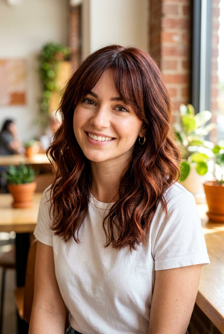 Mahogany Balayage On Brunette Hair With Bangs - 20 mahogany balayage on brunette hair - 20 mahogany balayage on brunette hair