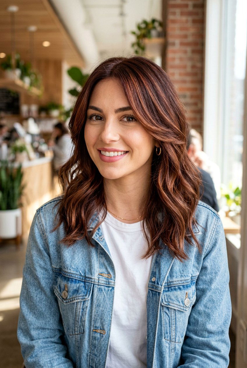 Mahogany Balayage With Face Framing Layers - 20 mahogany balayage on brunette hair - 20 mahogany balayage on brunette hair