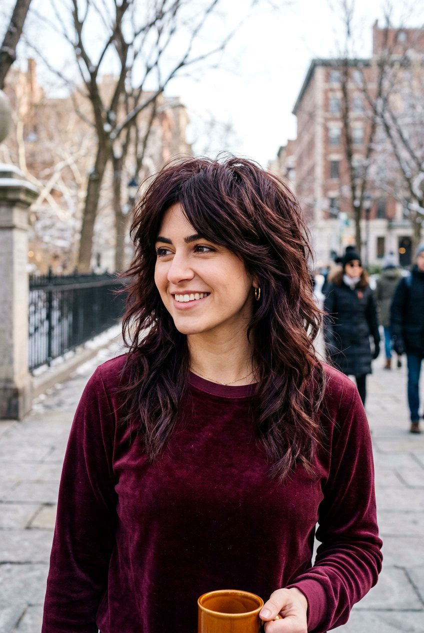 Mahogany Brunette Shag - 20 brunette shag hair color ideas - 20 brunette shag hair color ideas