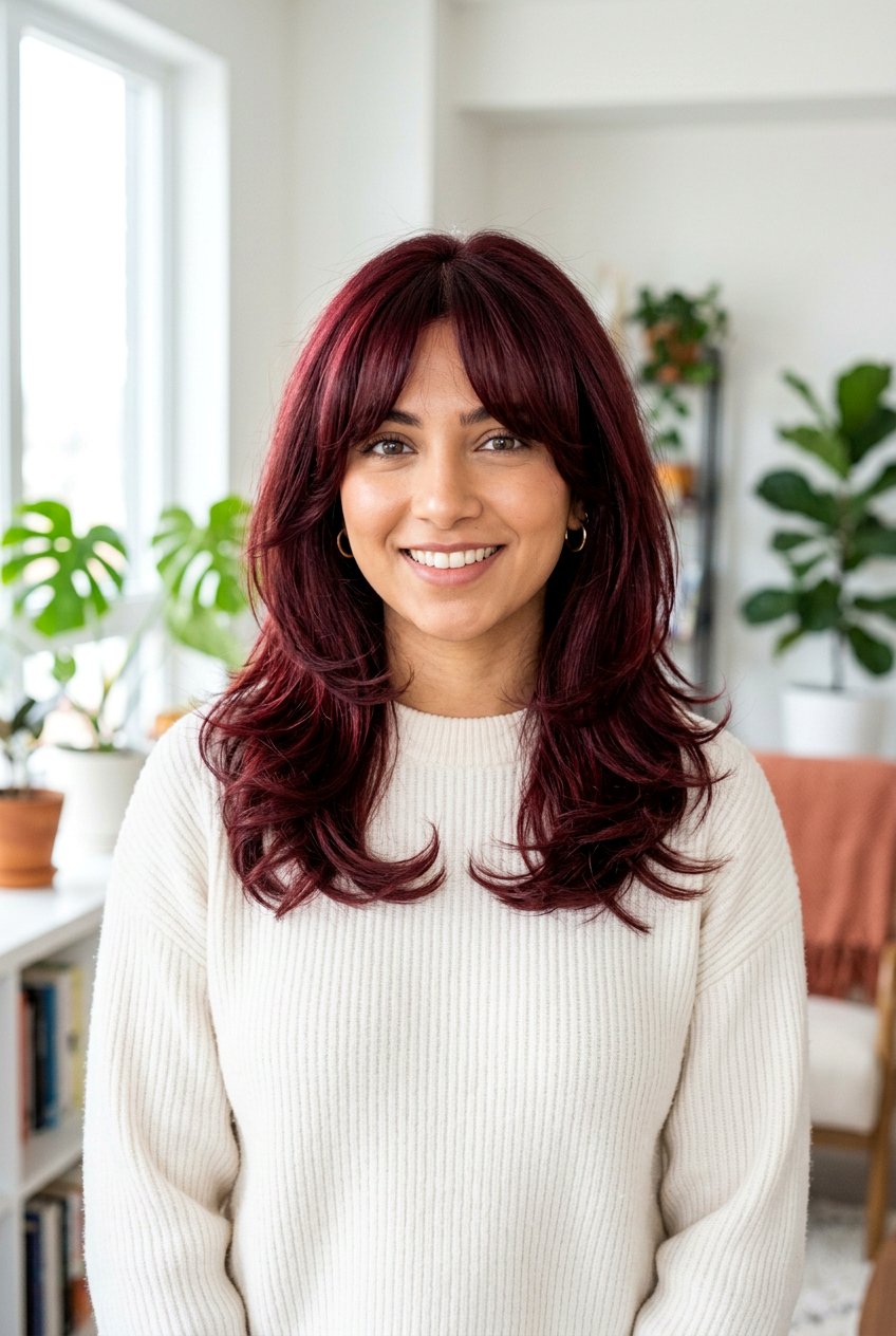 Mahogany Burgundy Hair With Curtain Bangs - 20 mahogany burgundy hair color - 20 mahogany burgundy hair color