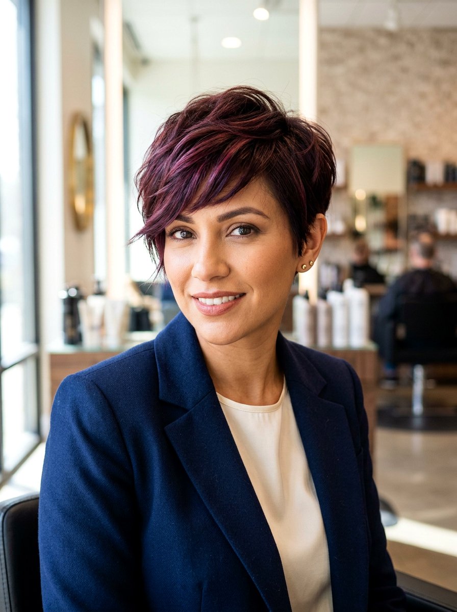 Mahogany Dimensional Pixie Cut - 20 dimensional pixie hair color ideas - 20 dimensional pixie hair color ideas