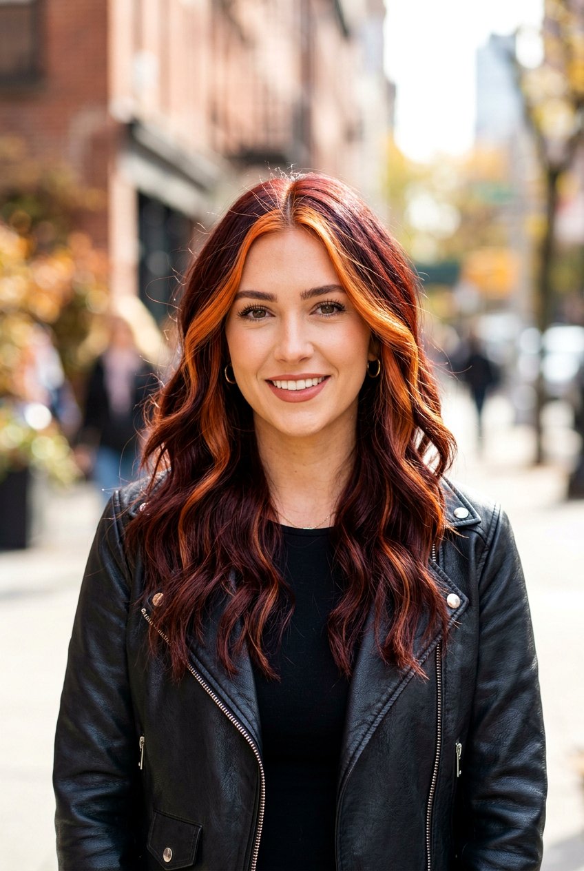 Mahogany Hair With Bright Copper Money Piece - 20 copper red money piece hair - 20 copper red money piece hair