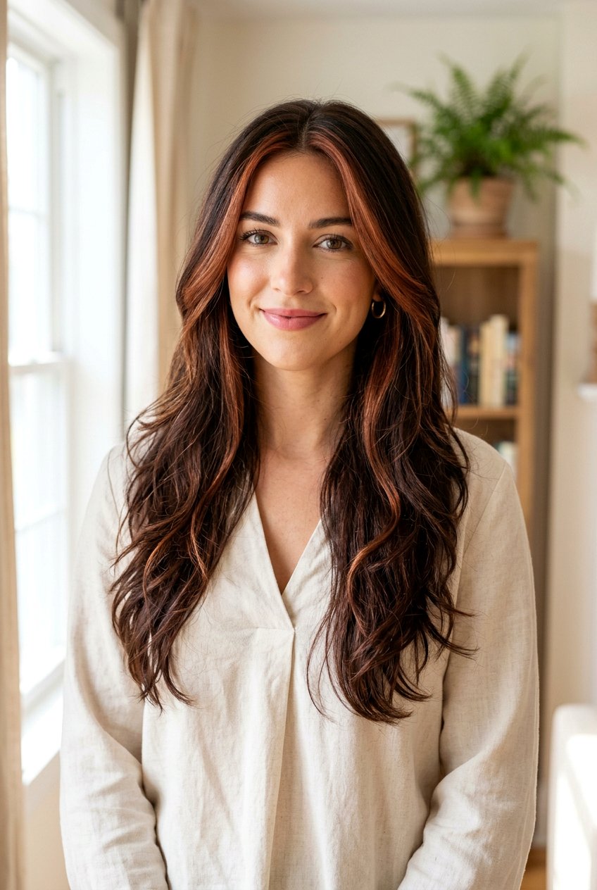 Mahogany Money Piece On Dark Brown Hair - 20 mahogany balayage on brunette hair - 20 mahogany balayage on brunette hair