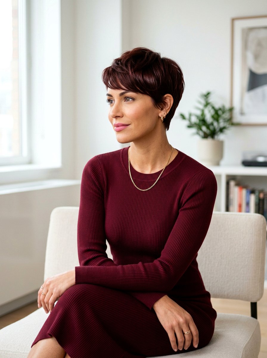 Mahogany Pixie Cut - 20 pixie hair color ideas for mature women - 20 pixie hair color ideas for mature women