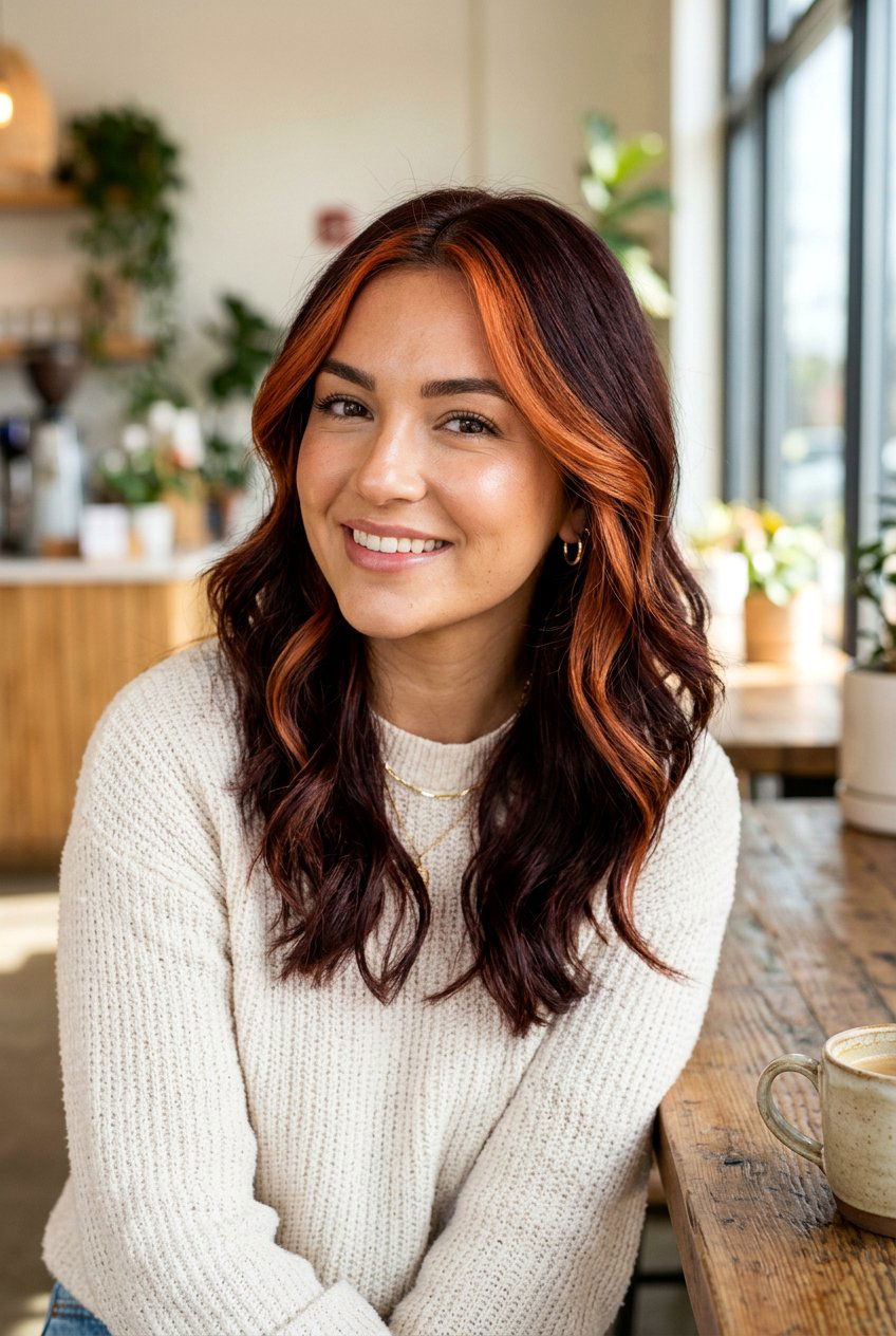 Mahogany Red Brown Face Framing Highlights - 20 mahogany red brown hair - 20 mahogany red brown hair