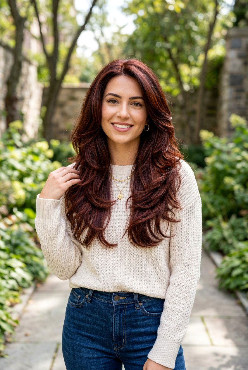 Mahogany Red Brown Long Layers - 20 mahogany red brown hair - 20 mahogany red brown hair