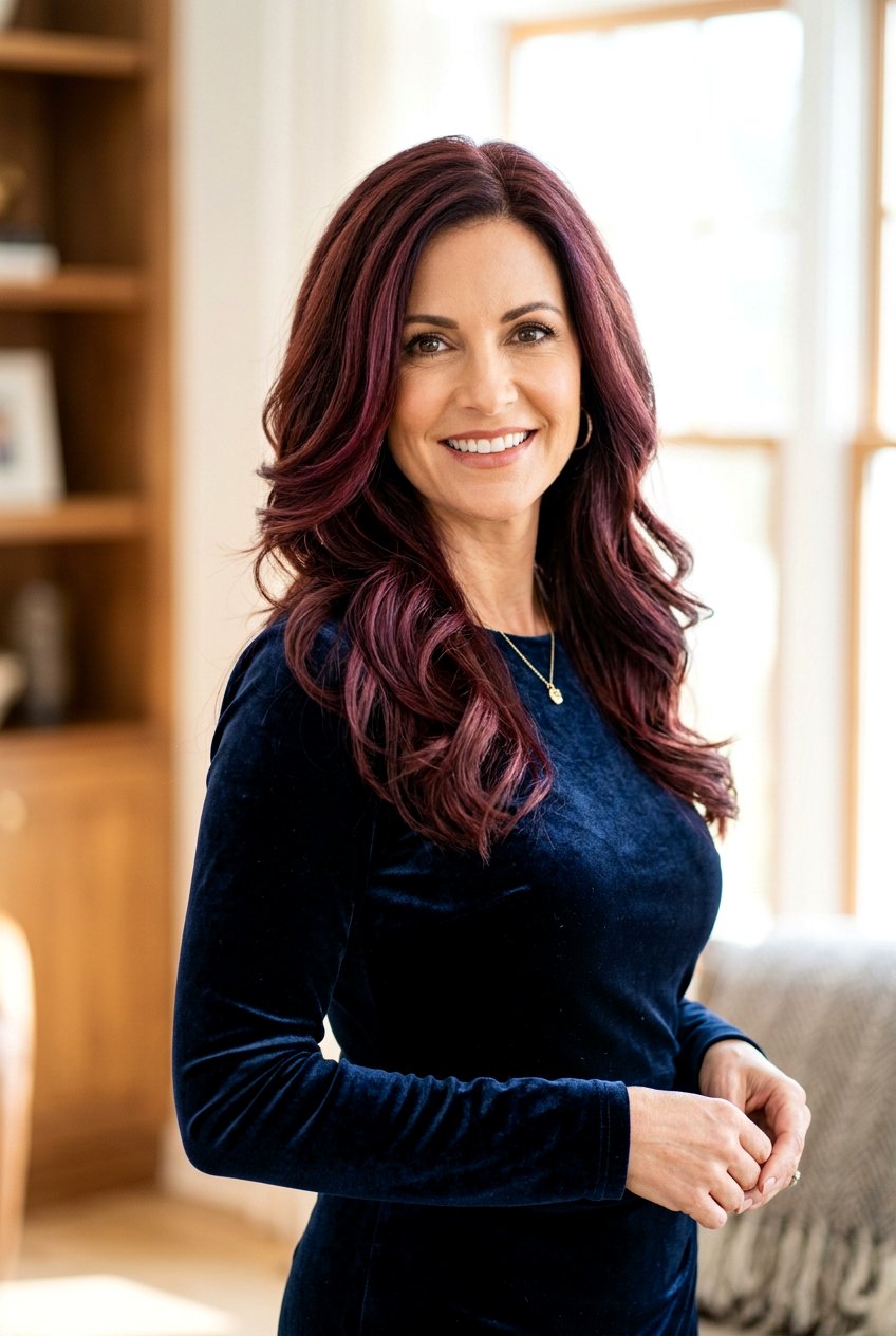 Mahogany Red Face Frame - 20 face framing highlights for mature brunettes - 20 face framing highlights for mature brunettes