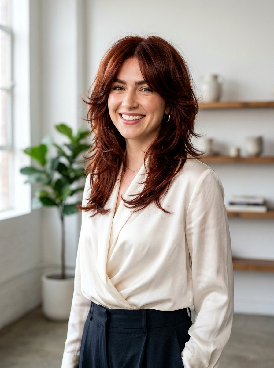 Mahogany Red Shag - 20 red shag hair color ideas - 20 red shag hair color ideas