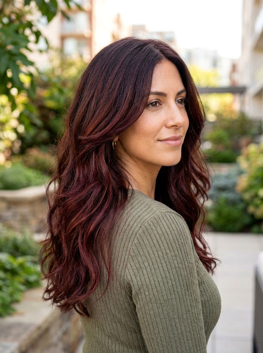 Mahogany Ruby Balayage on Dark Brown Hair - 20 ruby balayage on brunette hair - 20 ruby balayage on brunette hair