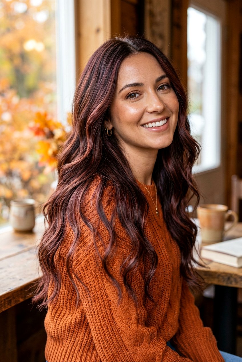 Mahogany burgundy balayage for brunettes - 20 burgundy balayage for mature women - 20 burgundy balayage for mature women