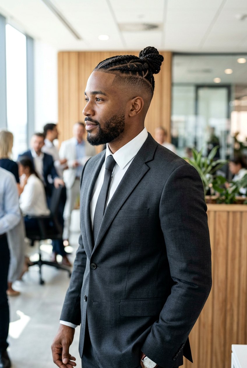Man Braid With Mid Fade - 20 braided top knot men - 20 braided top knot men