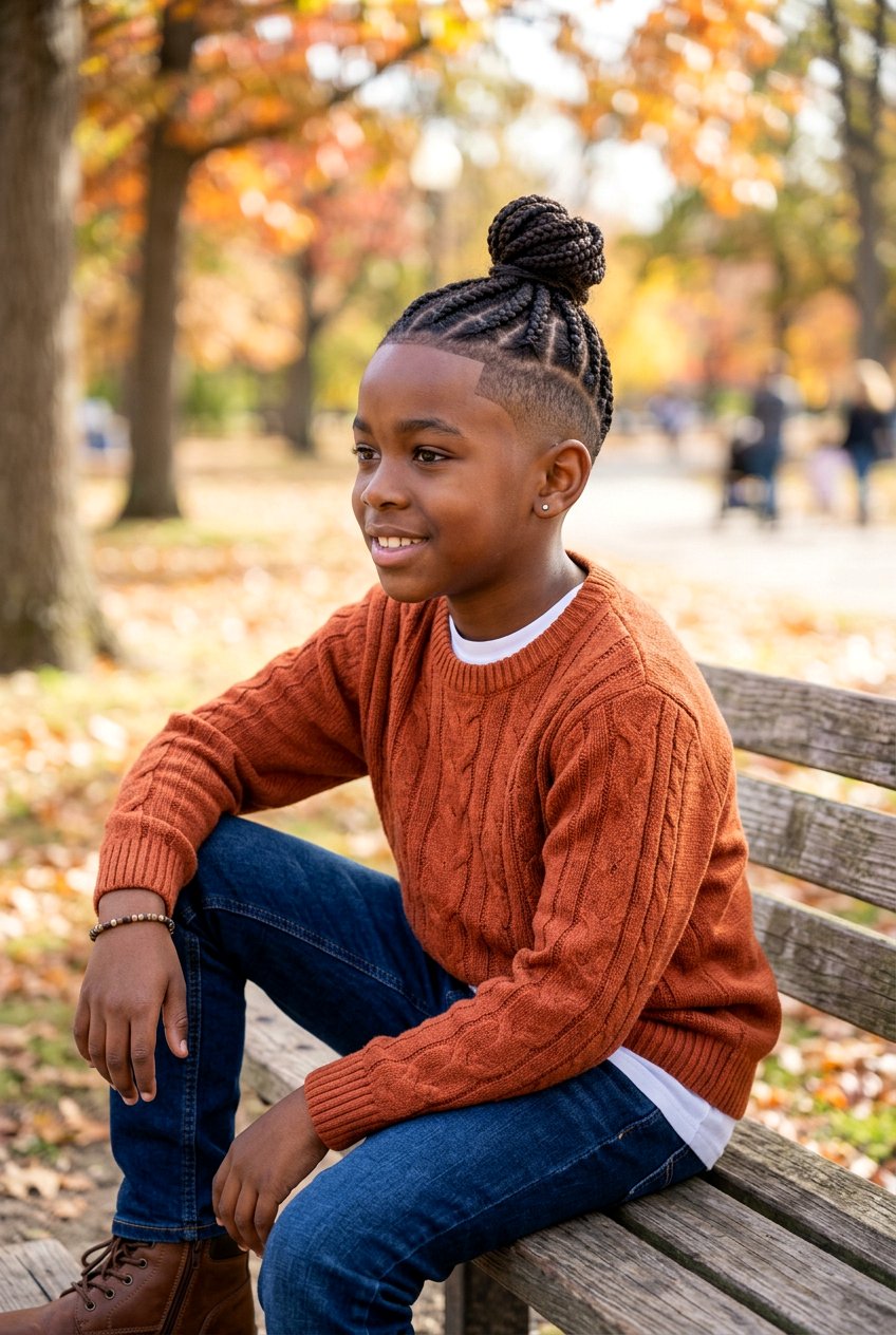 Man Bun Braids With Drop Fade - 20 boys braids with fade - 20 boys braids with fade