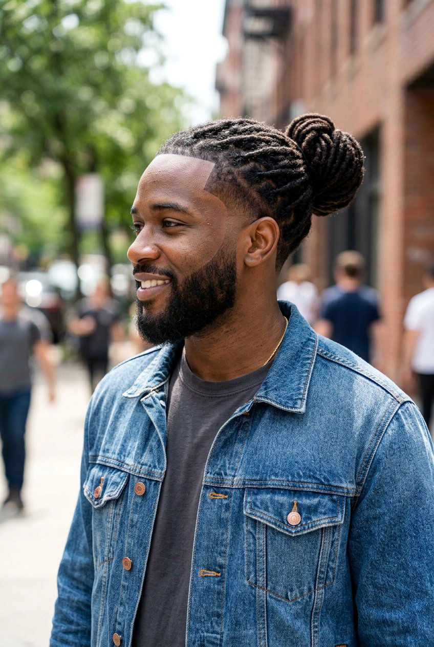Man Bun Locs - 20 long loc styles for black men - 20 long loc styles for black men