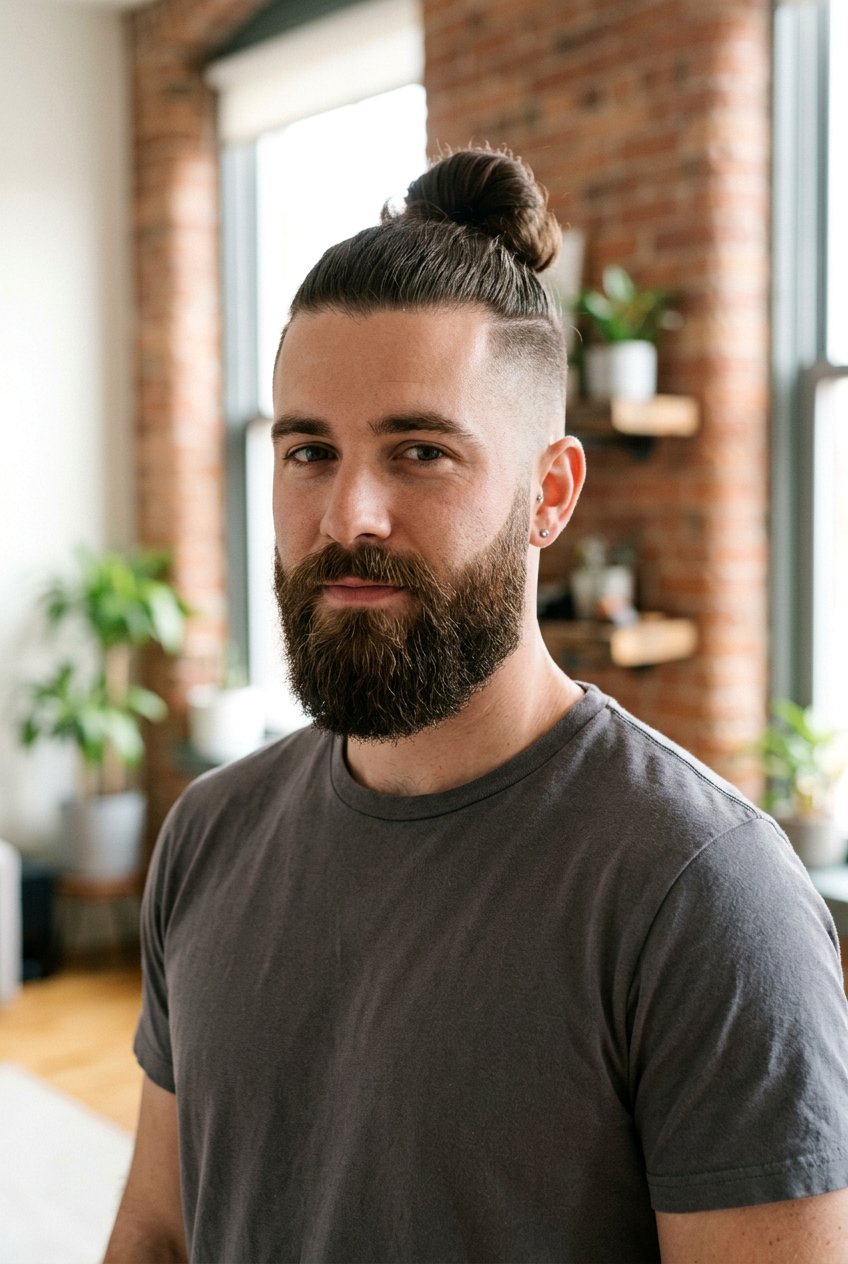 Man Bun Undercut With Beard - 20 man bun with undercut
