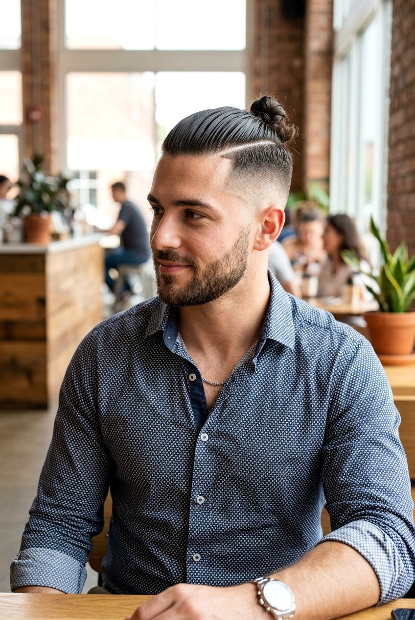 Man Bun Undercut With Hard Part - 20 man bun with undercut - 20 man bun with undercut