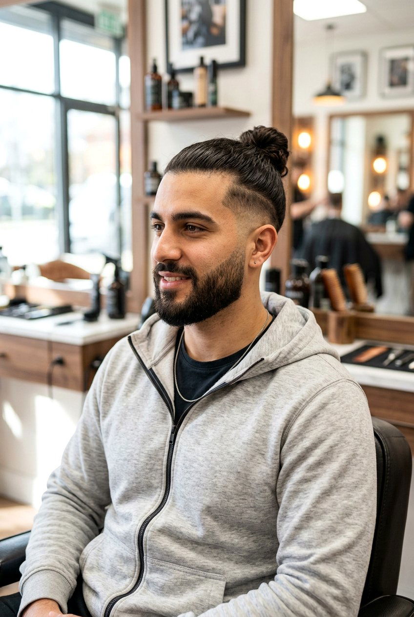 Man Bun With Low Fade - 20 long top short sides haircut men - 20 long top short sides haircut men