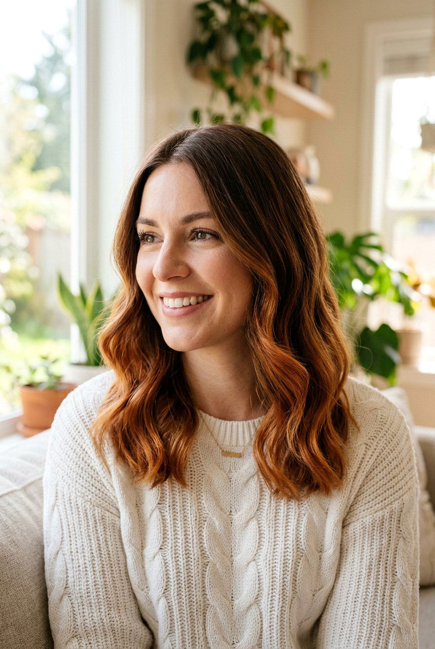 Maple Brown Balayage Medium Length - 20 natural looking balayage for brunettes - 20 natural looking balayage for brunettes