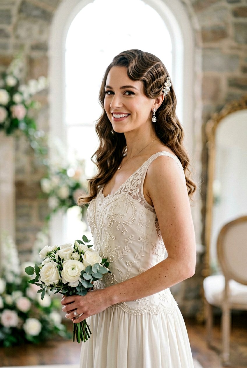 Marcel Wave Bridal Hairstyle - 20 bridal hairstyle for vintage themed wedding - 20 bridal hairstyle for vintage themed wedding