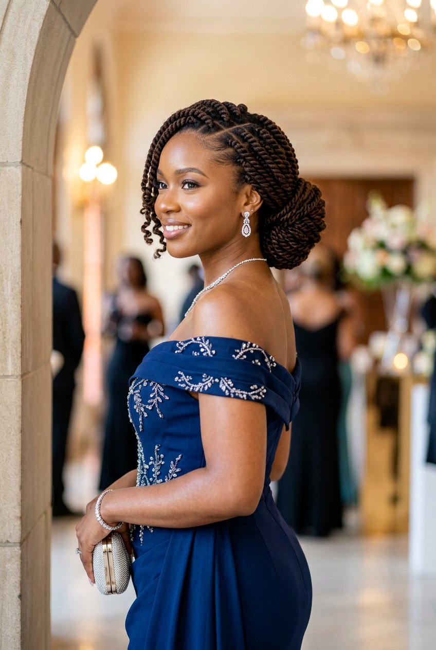 Marley Twist Chignon - 20 marley twists updo hairstyles - 20 marley twists updo hairstyles