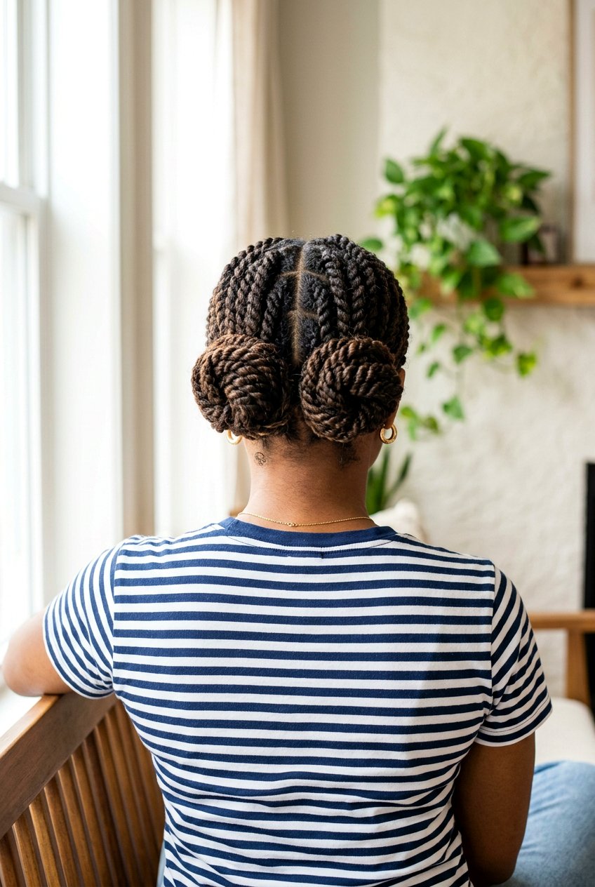 Marley Twist Double Buns - 20 marley twists updo hairstyles - 20 marley twists updo hairstyles