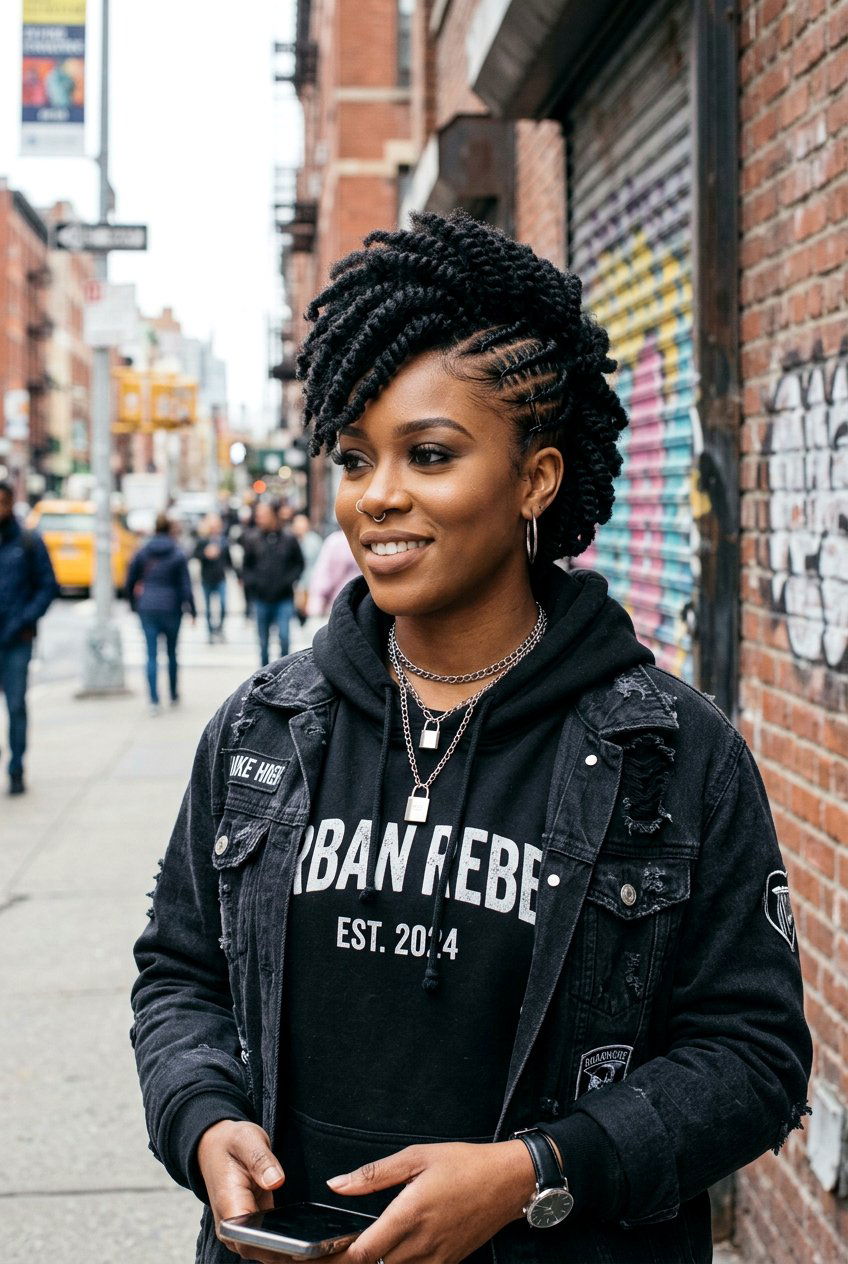 Marley Twist Faux Hawk - 20 marley twists updo hairstyles - 20 marley twists updo hairstyles