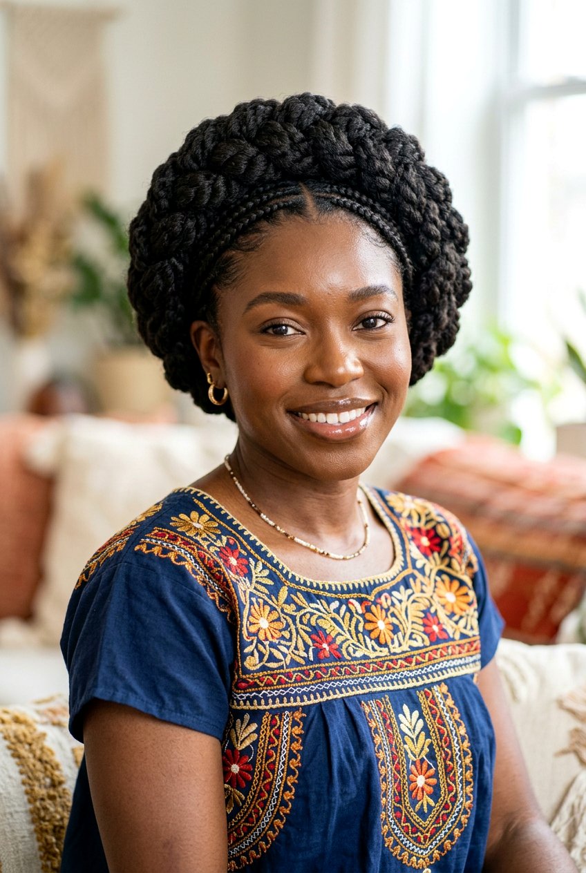 Marley Twist Halo Braid - 20 marley twists updo hairstyles - 20 marley twists updo hairstyles