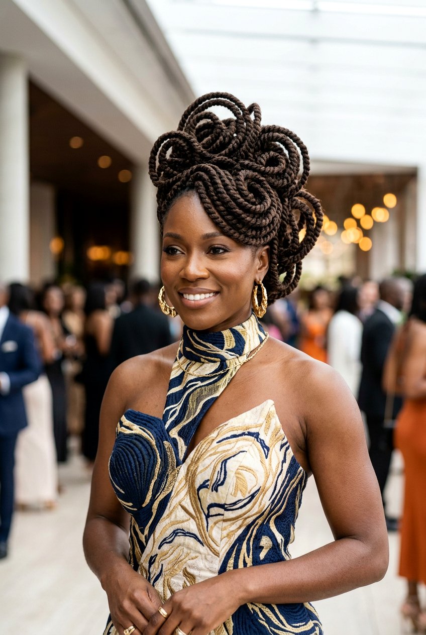 Marley Twist Sculpted Updo - 20 marley twists updo hairstyles - 20 marley twists updo hairstyles