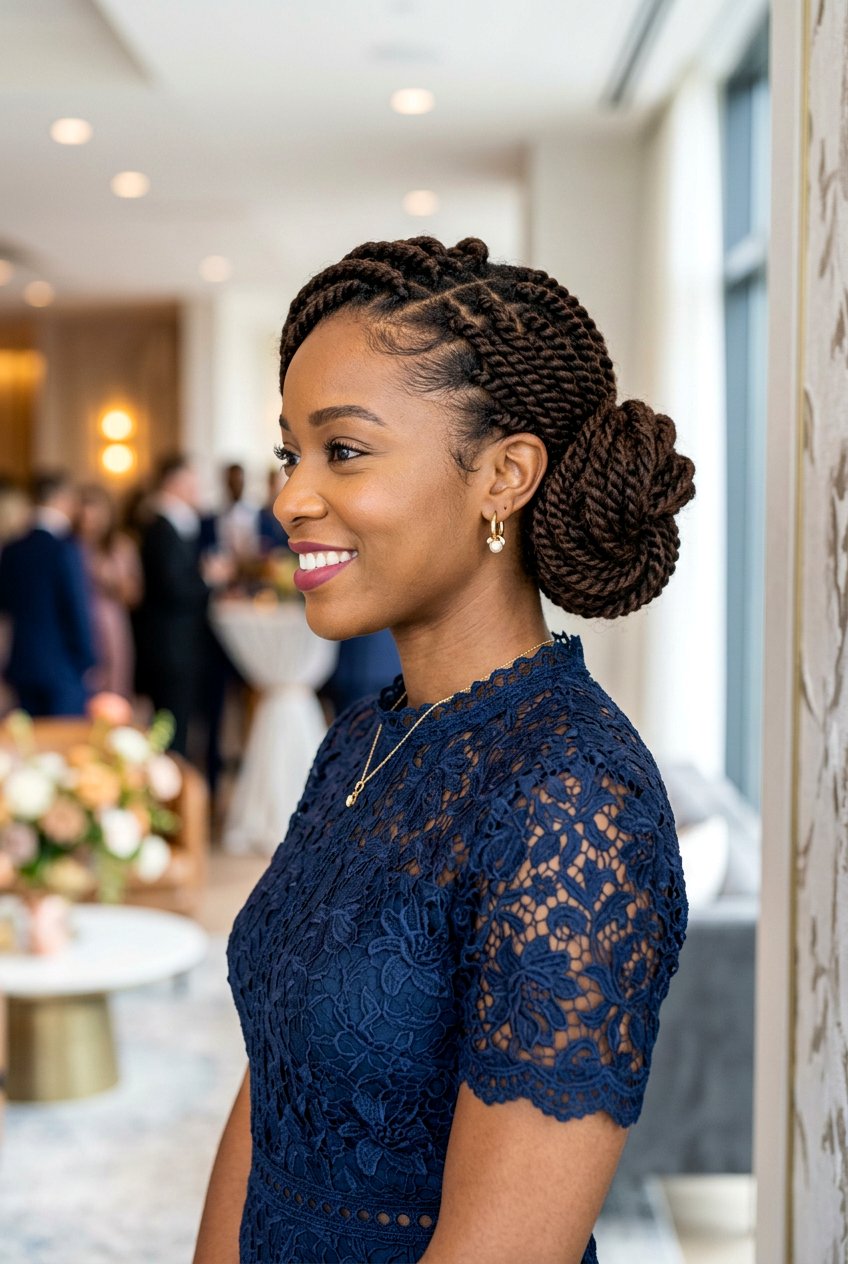 Marley Twist Side Bun - 20 marley twists updo hairstyles - 20 marley twists updo hairstyles