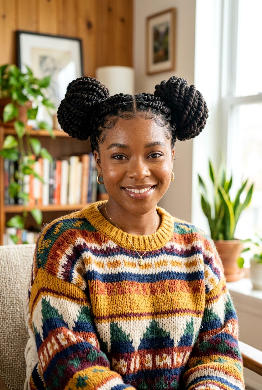 Marley Twist Space Buns - 20 marley twists updo hairstyles - 20 marley twists updo hairstyles
