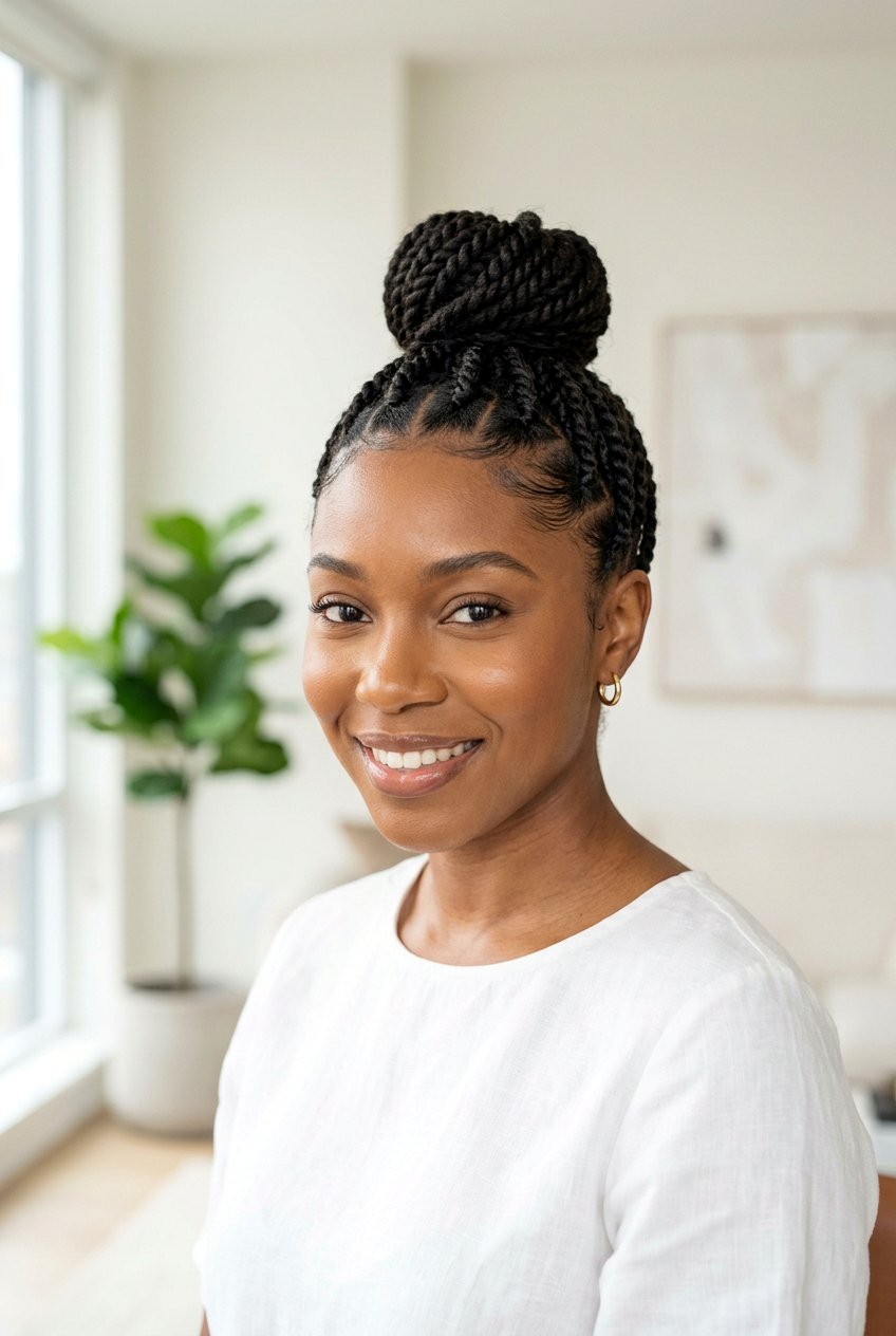 Marley Twist Top Knot - 20 marley twists updo hairstyles - 20 marley twists updo hairstyles